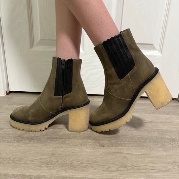 Free People James Chelsea Women's Olive Green Leather Boots Size 7.5 - Picture 2 of 13